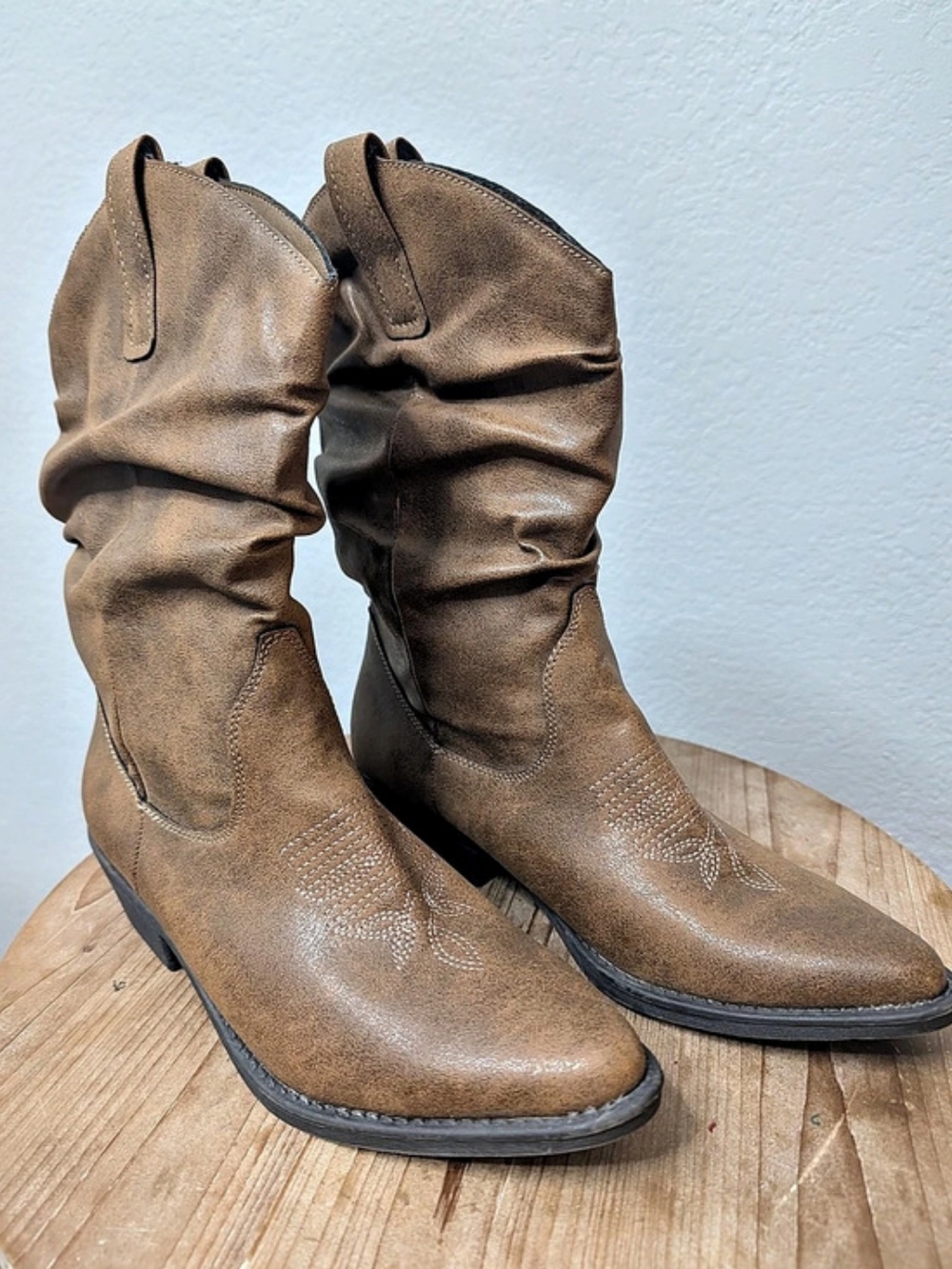 NWOB Style & Co Brown Dannaa Almond Toe Block Heel Western Boot Women's Sz 8.5 M